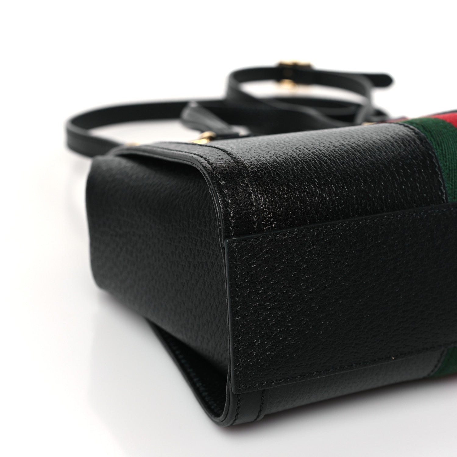 Gucci Textured Calfskin Web Small Ophidia Tote Bag Black 8 of 9