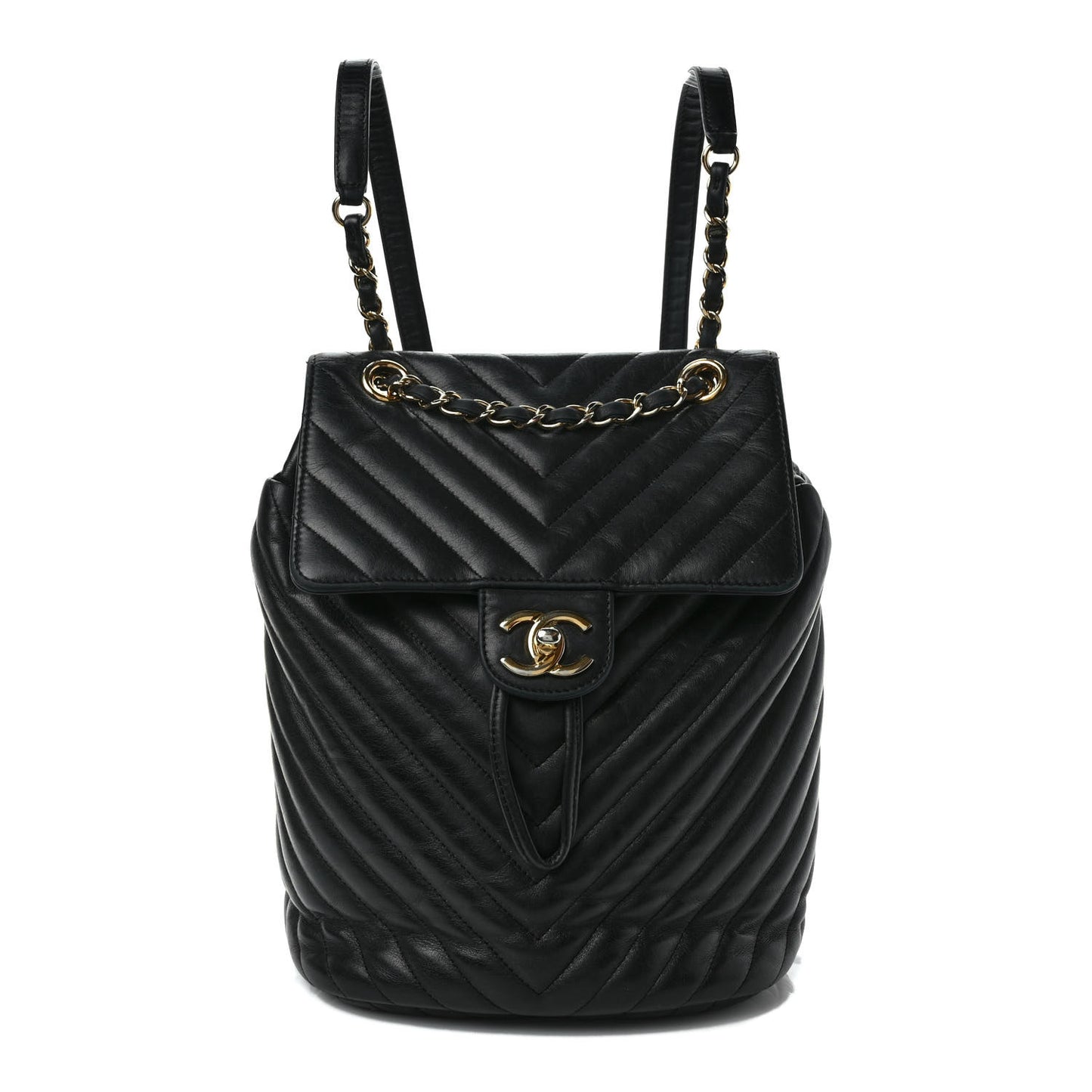 Calfskin Chevron Quilted Small Urban Spirit Backpack Black
