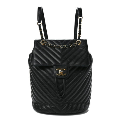 Chanel Calfskin Chevron Quilted Small Urban Spirit Backpack Black 1 of 11