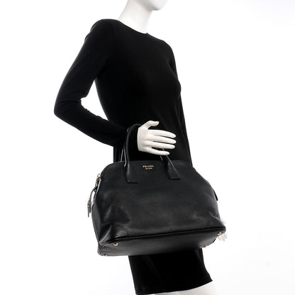 Prada Saffiano Cuir Top Handle Dome Tote Black 2 of 9