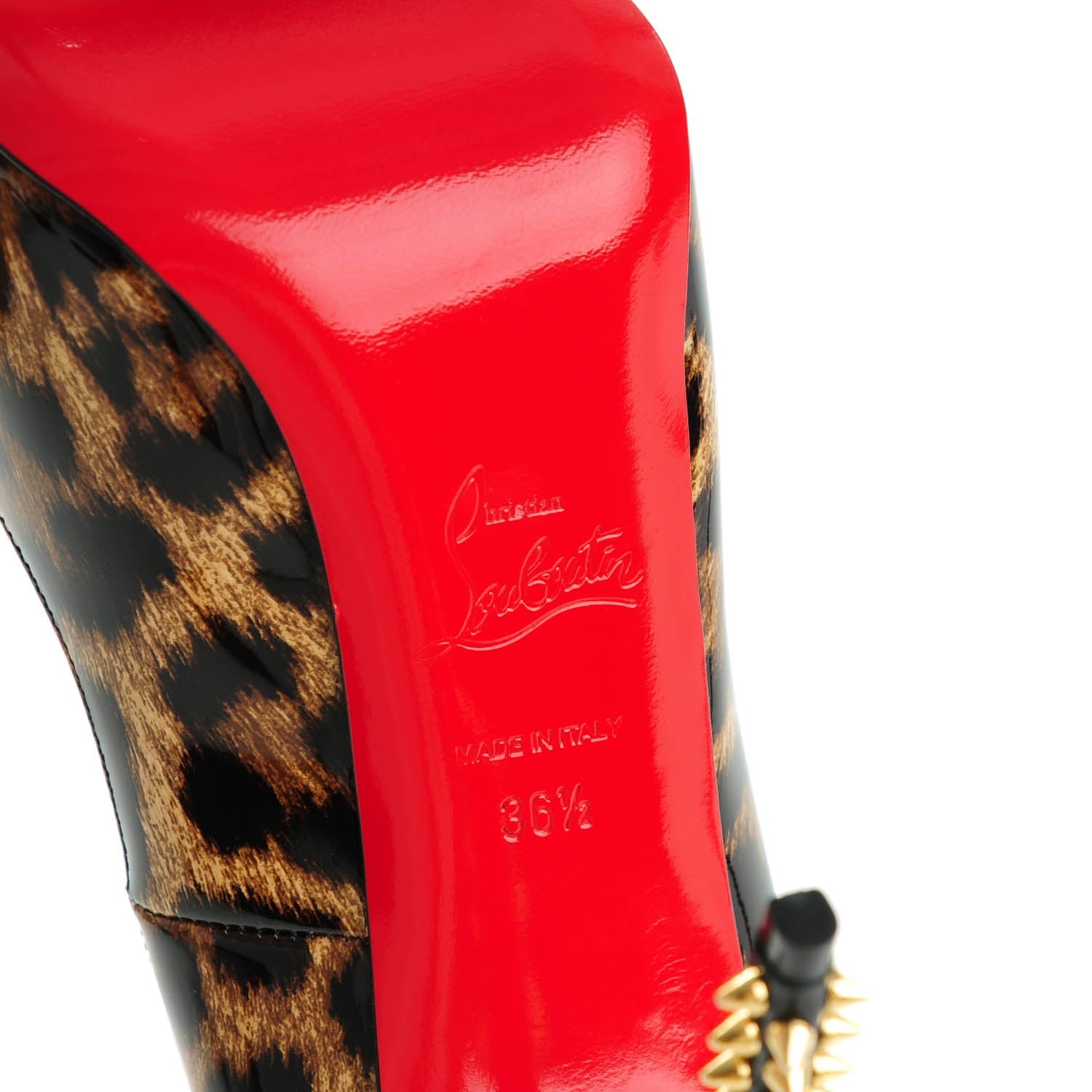 Christian Louboutin Patent Leopard New Very Prive Spikes 120 Pumps 36.5 Brown 8 of 8