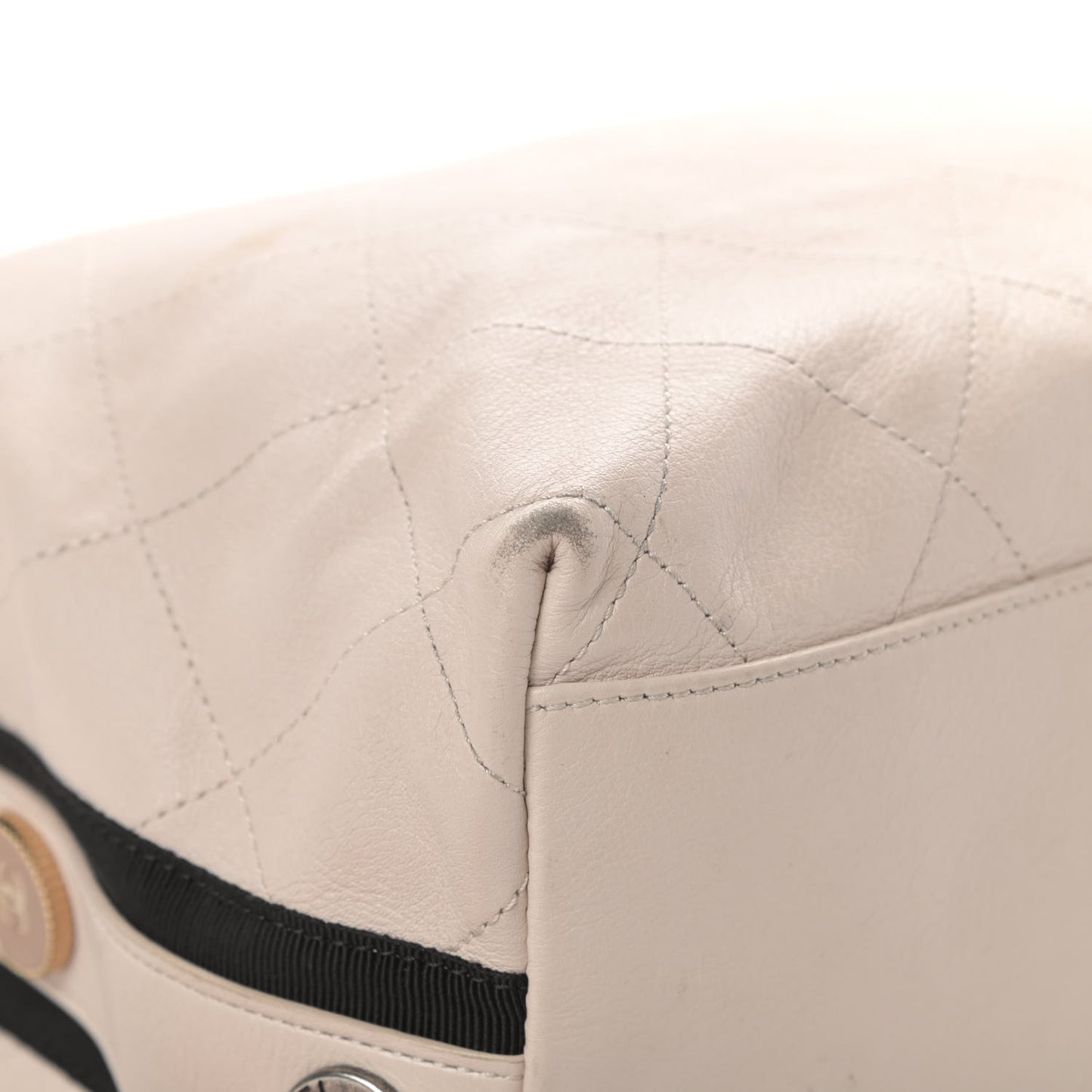 Calfskin Stitched Large Button Up Hobo Beige