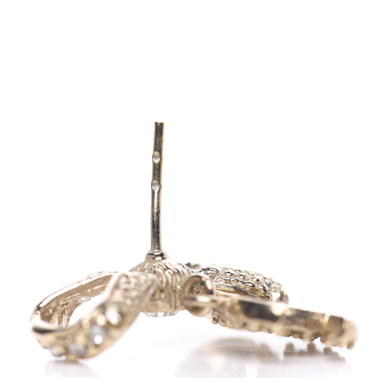 Crystal CC Bow Drop Earrings Gold