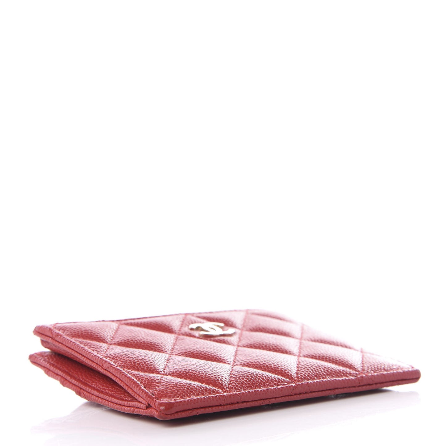 Caviar Quilted CC Zip Card Holder Red