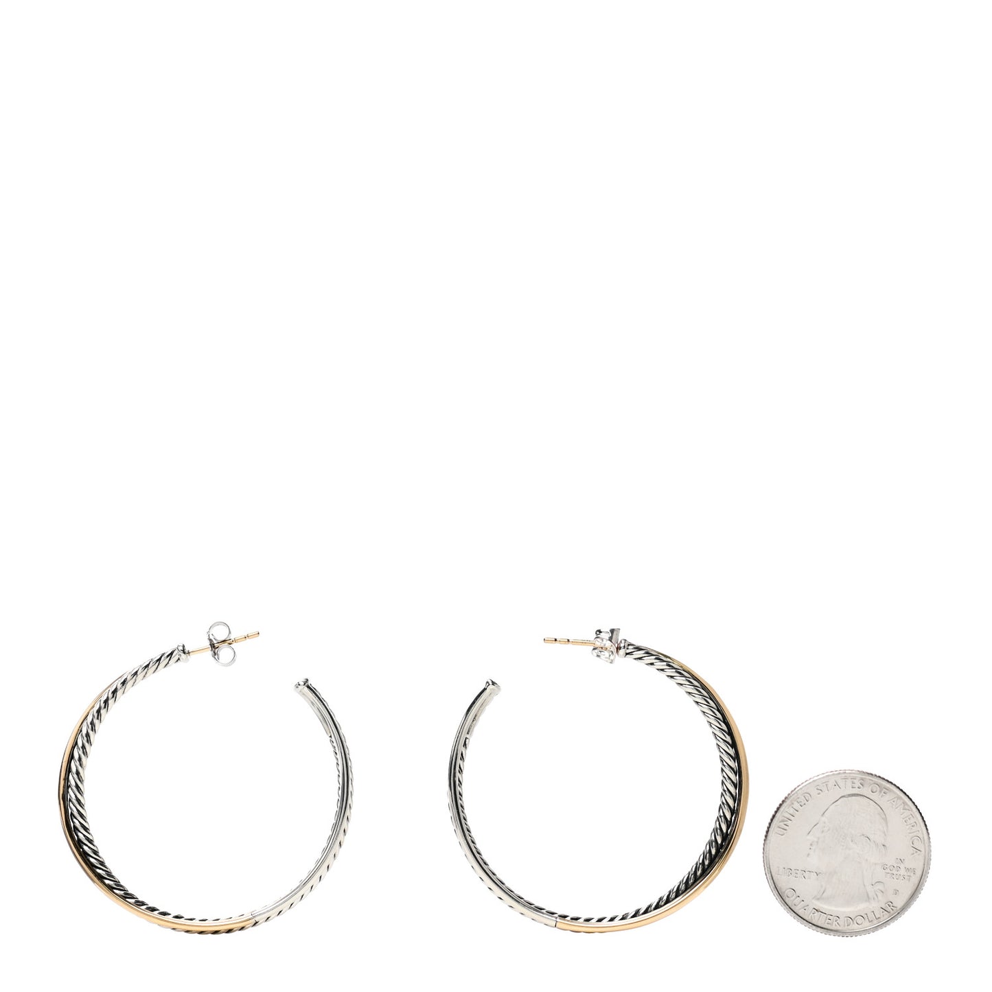 Sterling Silver 18K Yellow Gold 44mm Extra Large Crossover Cable Hoop Earrings