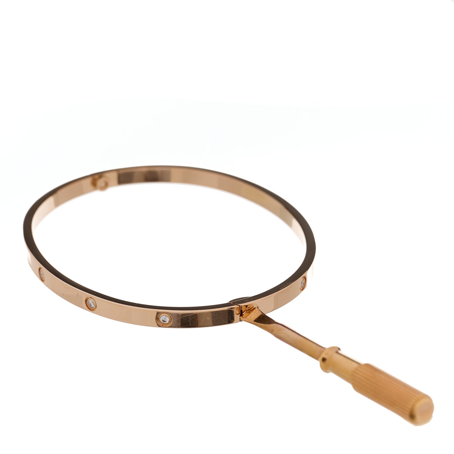 Cartier 18K Pink Gold 10 Diamond Small LOVE Bracelet 18 3 of 5