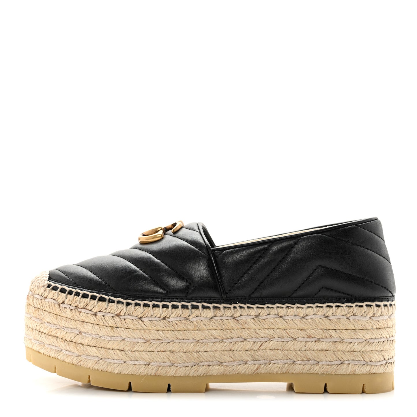 Nappa Matelasse GG Marmont Platform Espadrilles 35.5 Black