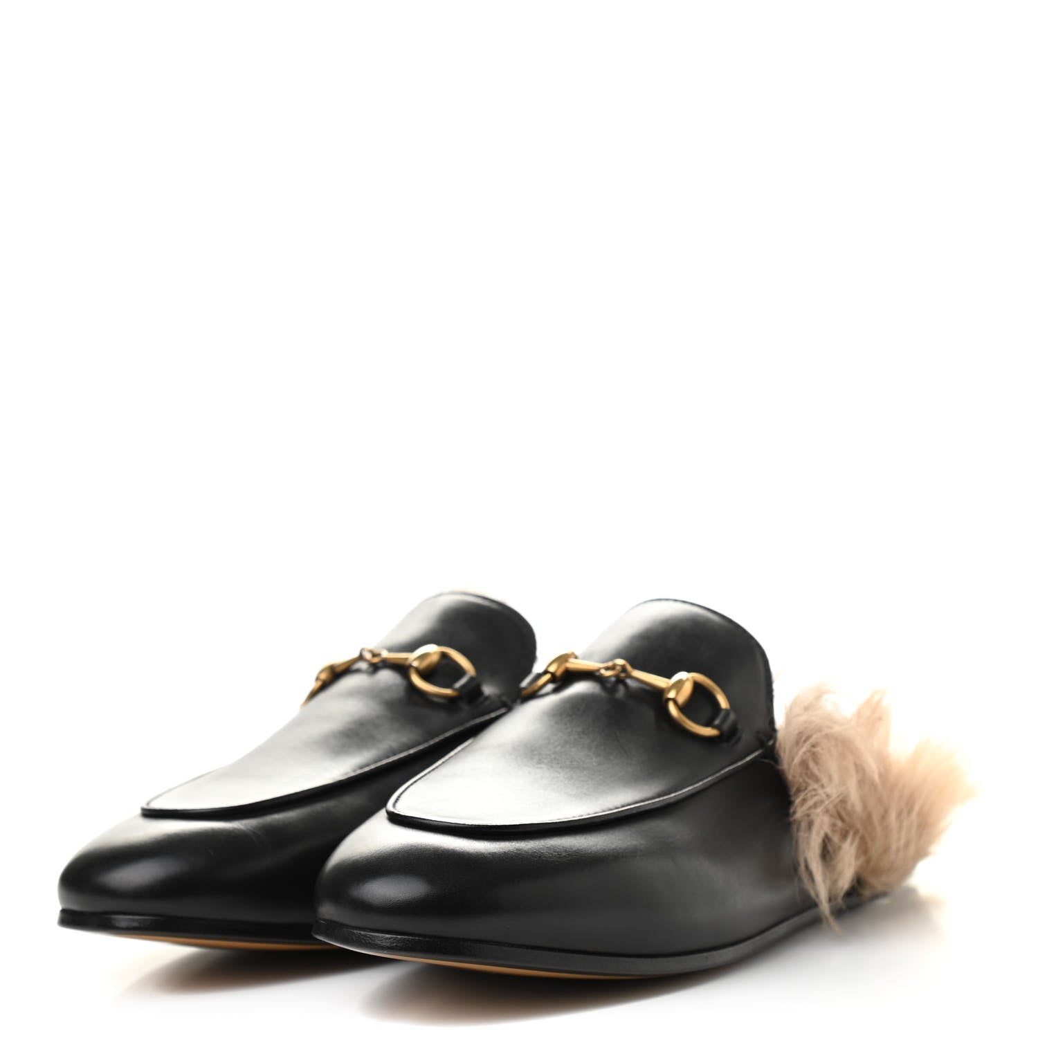 Gucci Calfskin Fur Womens Princetown Slippers 37.5 Black 3 of 8