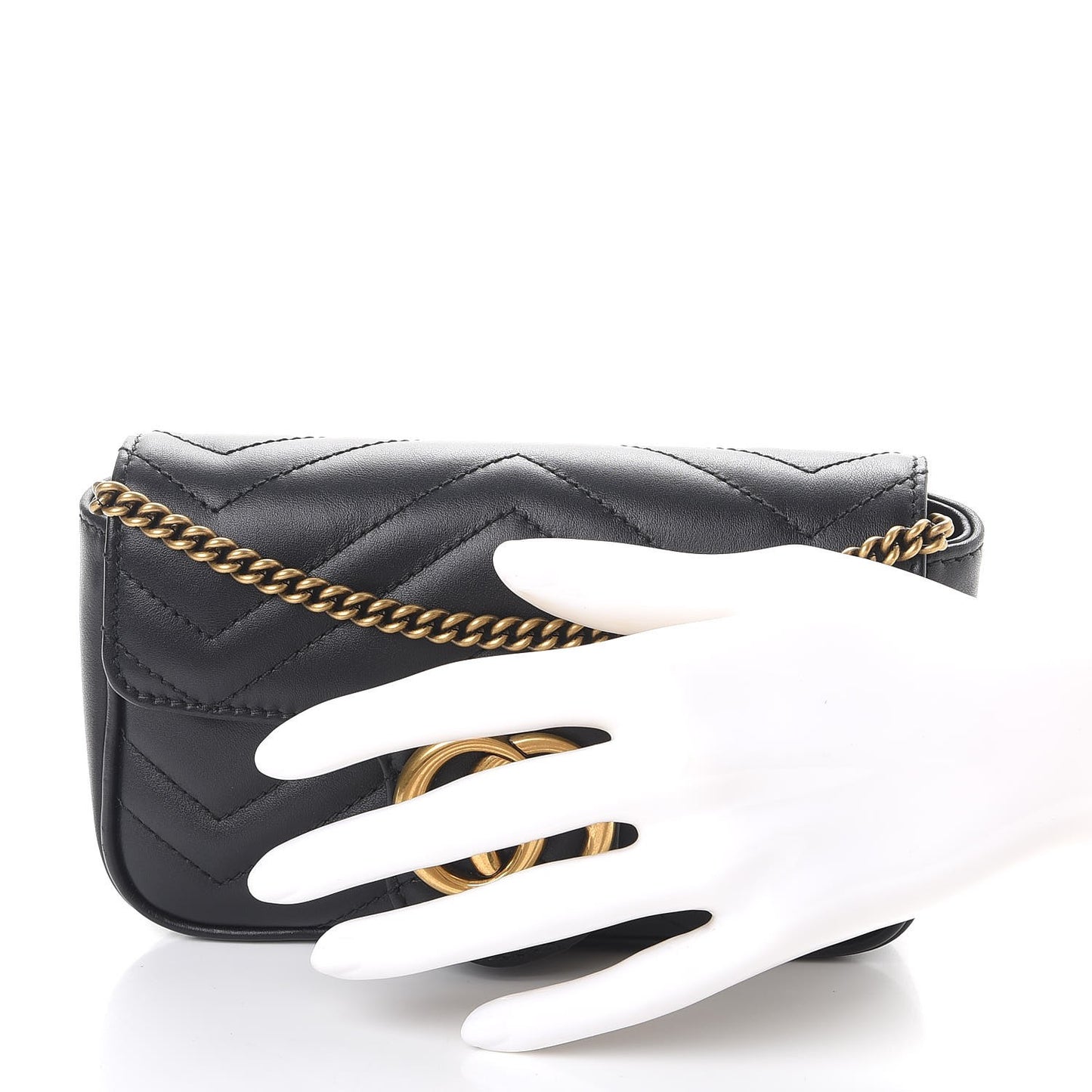 Calfskin Matelasse Super Mini GG Marmont Shoulder Bag Black