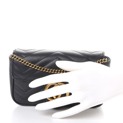 Gucci Calfskin Matelasse Super Mini GG Marmont Shoulder Bag Black 3 of 10