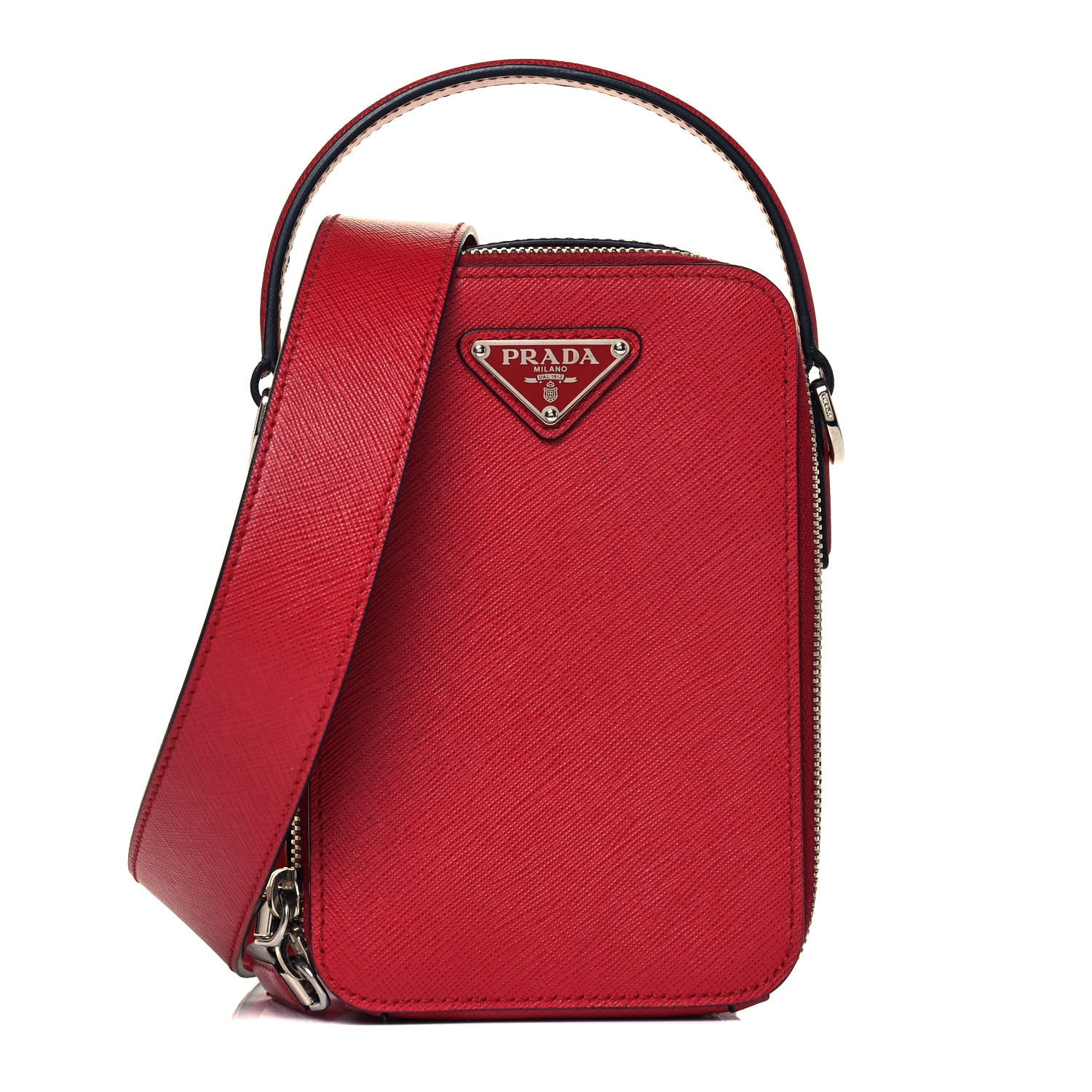 Prada Saffiano Travel Brique Crossbody Messenger Bag Fuoco 1 of 9