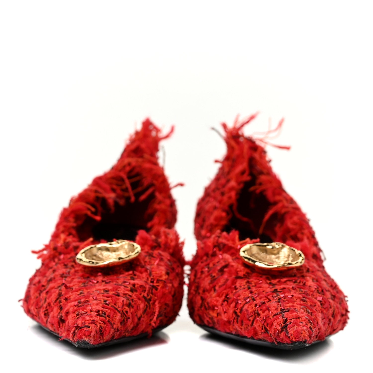 Balenciaga Tweed Point Toe Pumps 41 Crimson Red 2 of 7