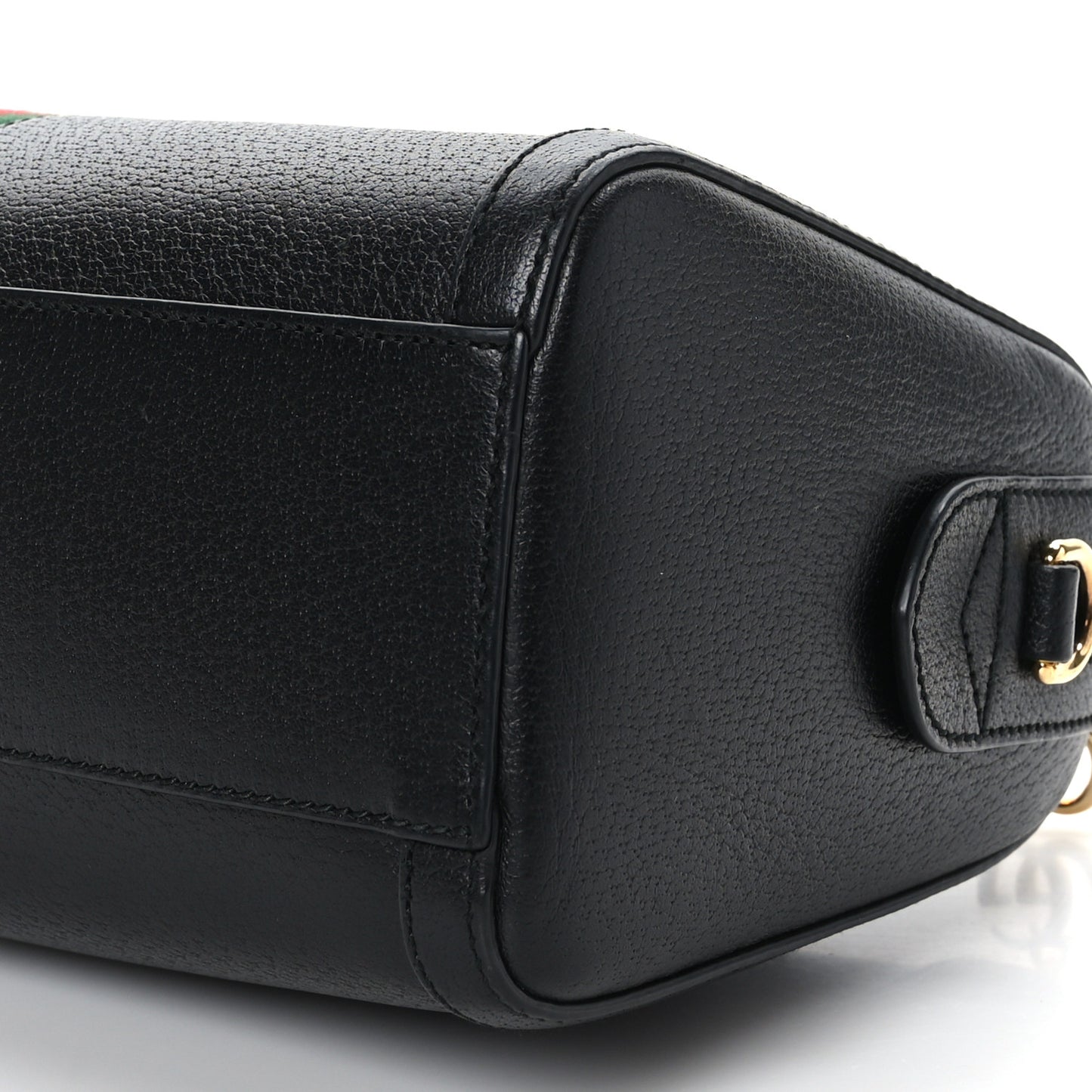 Textured Dollar Calfskin Web Medium Ophidia Boston Black