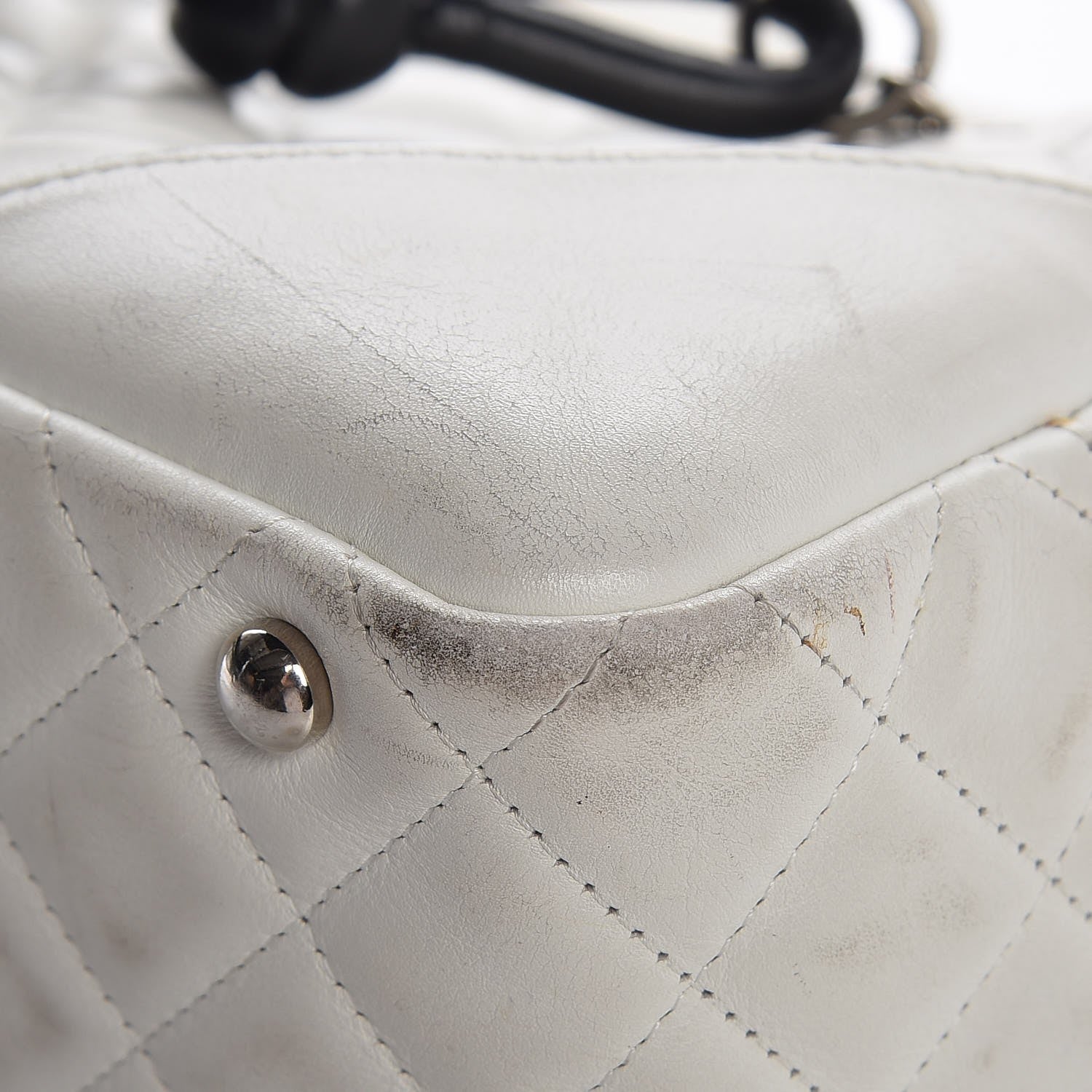 Chanel Calfskin Python Quilted Large Cambon Bowler White 11 of 26