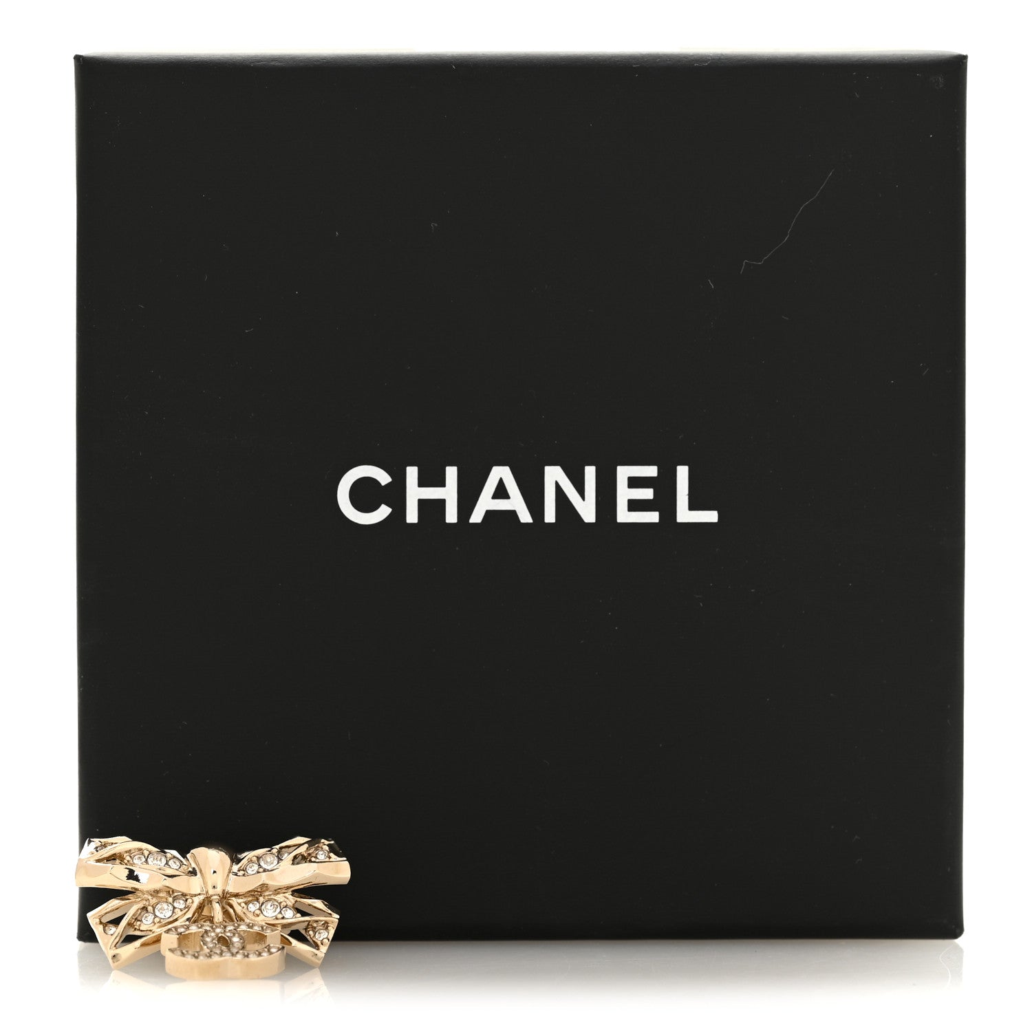 Chanel Crystal CC Bow Drop Brooch Gold 4 of 4