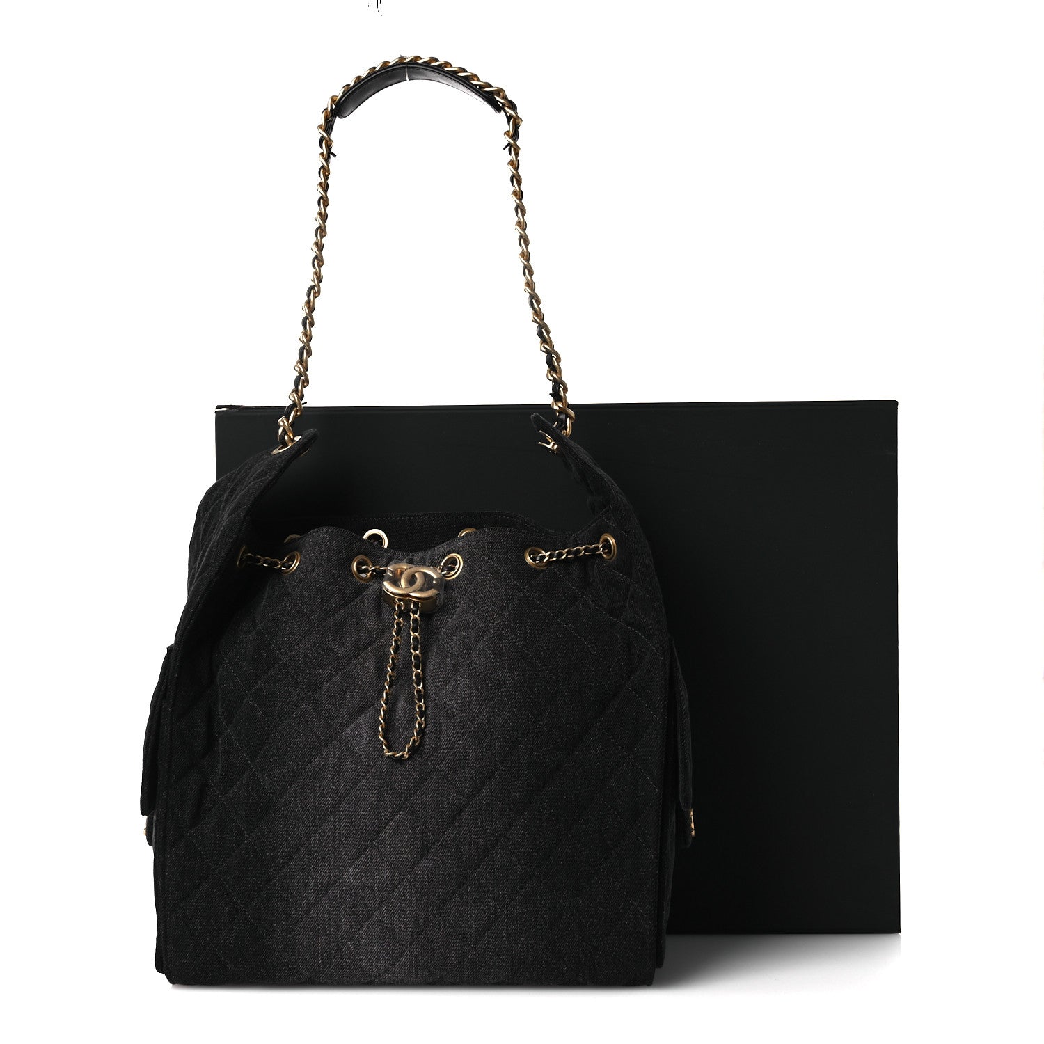 Chanel Washed Denim Quilted Medium Chanel 25 Handbag Black 13 of 13