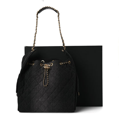 Chanel Washed Denim Quilted Medium Chanel 25 Handbag Black 13 of 13