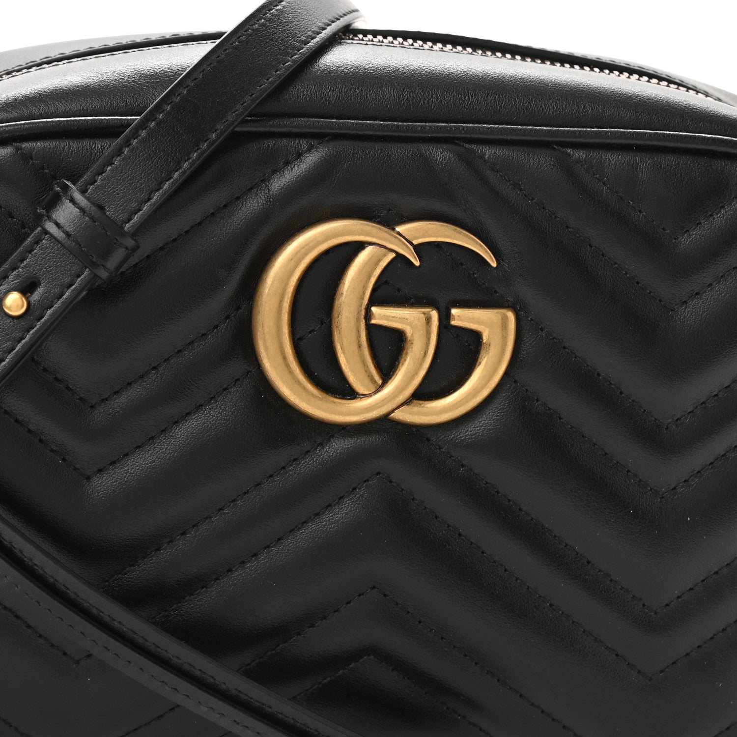 Gucci Calfskin Matelasse Small GG Marmont Chain Shoulder Bag Black 8 of 10
