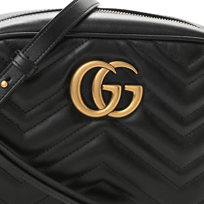 Gucci Calfskin Matelasse Small GG Marmont Chain Shoulder Bag Black 8 of 10