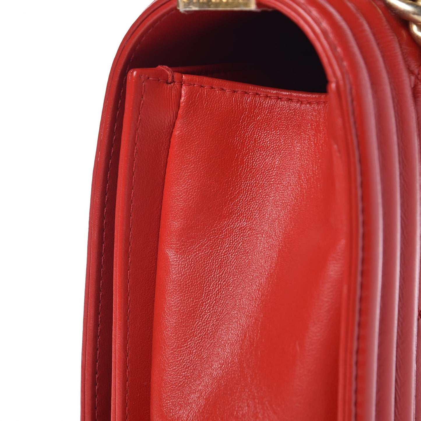 Calfskin Quilted New Medium Boy Flap Red