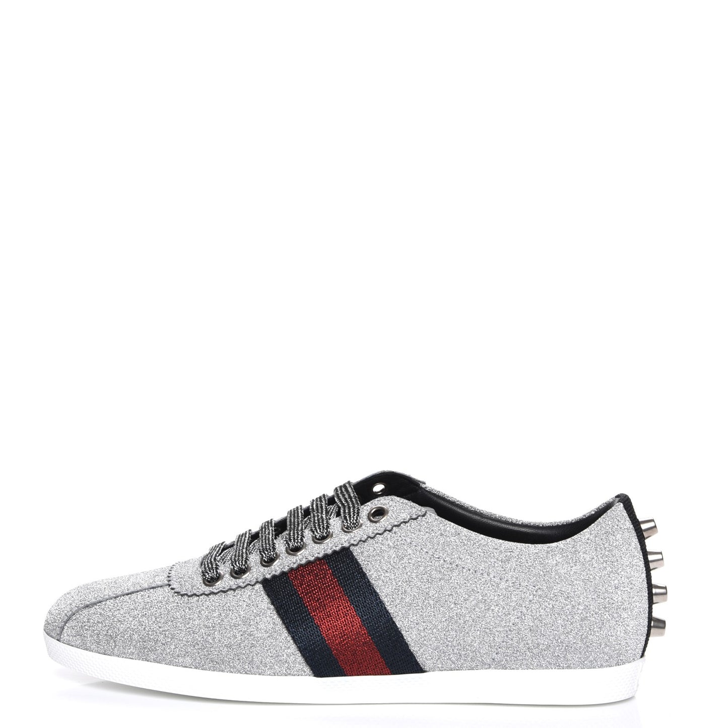 Glitter Fabric Studded Web Sneakers 38.5 Silver