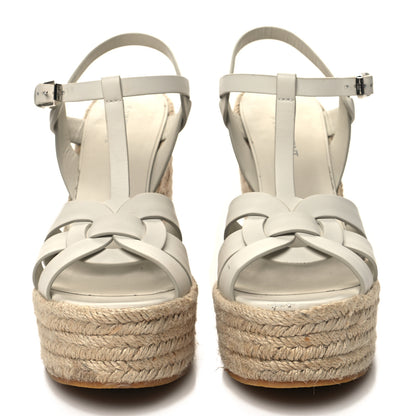 Saint Laurent Calfskin Tribute 95 Platform Espadrille Wedge Sandals 38.5 Porcellana 2 of 11