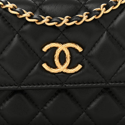 Chanel Lambskin Quilted Dynasty Flap Phone Holder With Chain Black 9 of 11