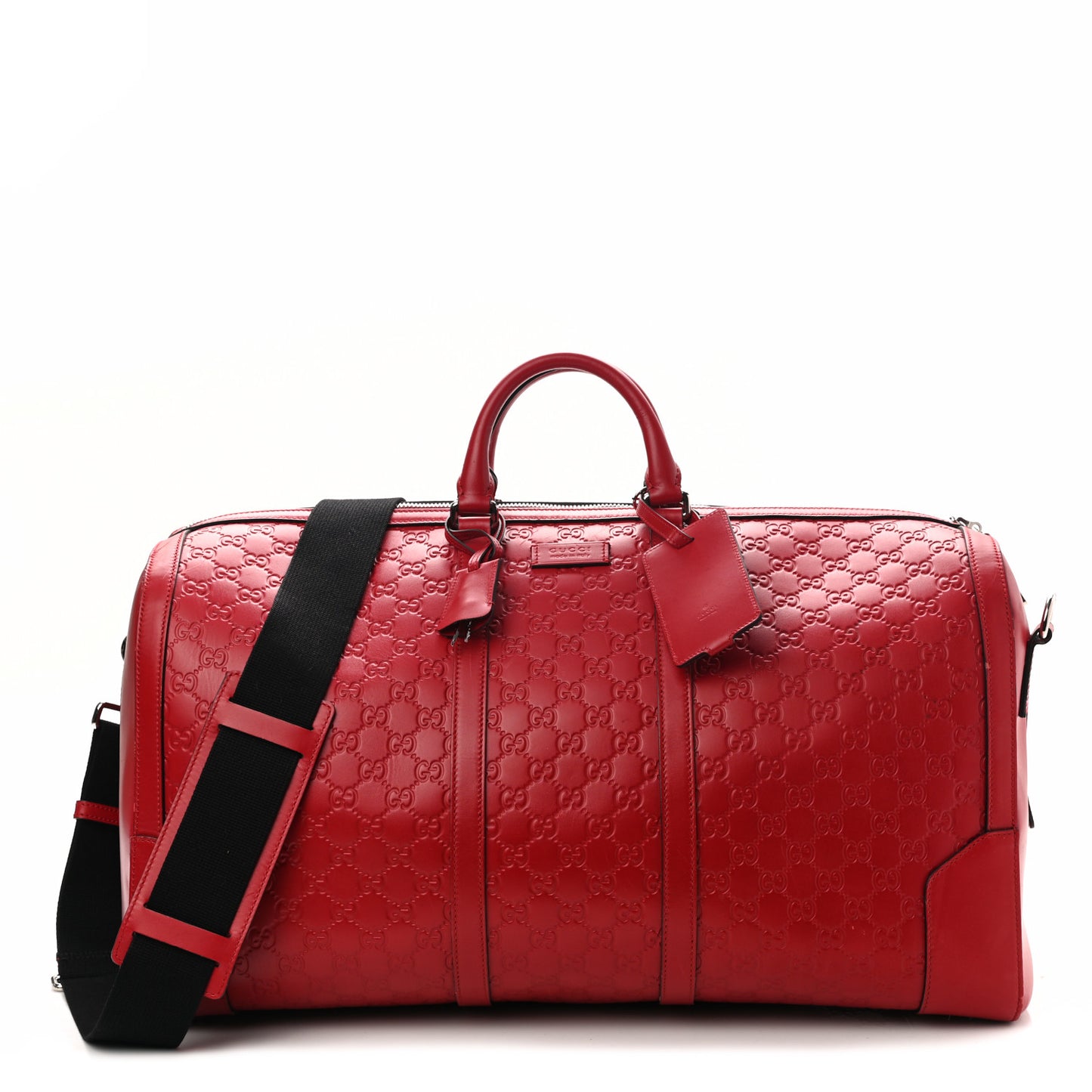 Guccissima Signature Large Duffle Hibiscus Red