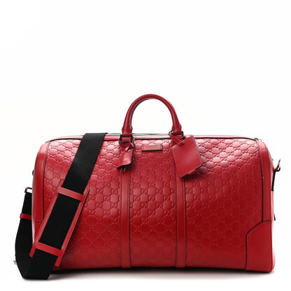 Gucci Guccissima Signature Large Duffle Hibiscus Red 1 of 10