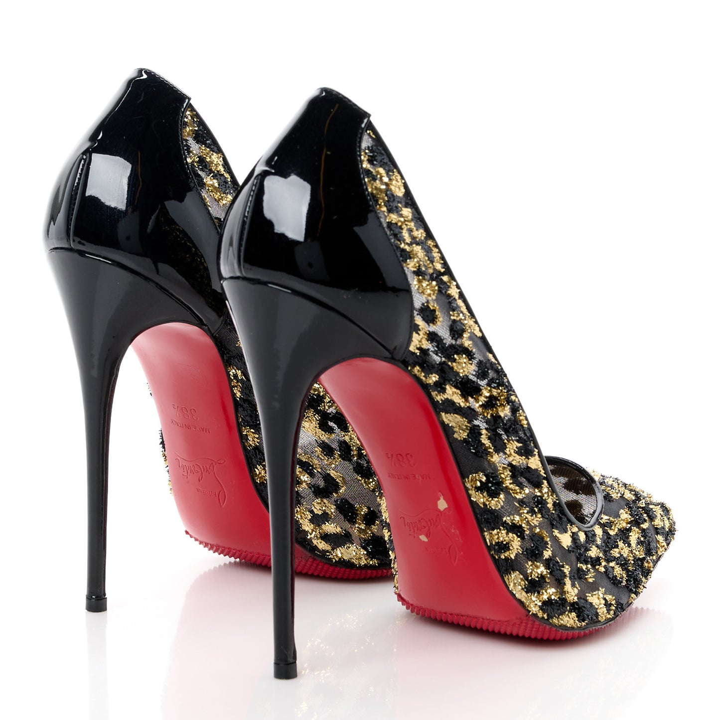 Leopard Chiffon Pigalle Follies 120 Pumps 38.5 Gold