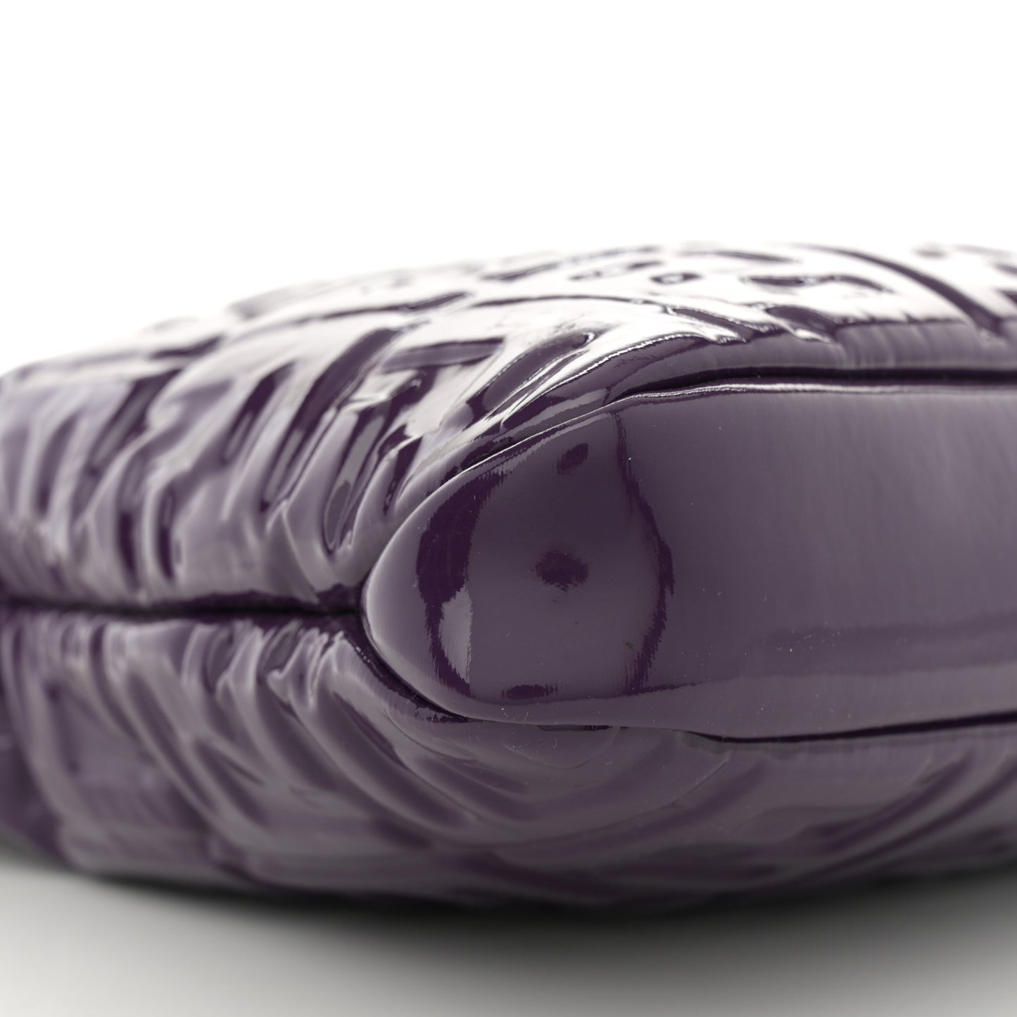 Patent FF 1974 Embossed Medium Shopping Flap Bag Purple