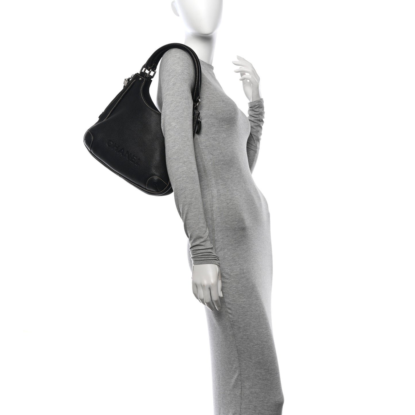 Grained Calfskin Tassel Hobo Black