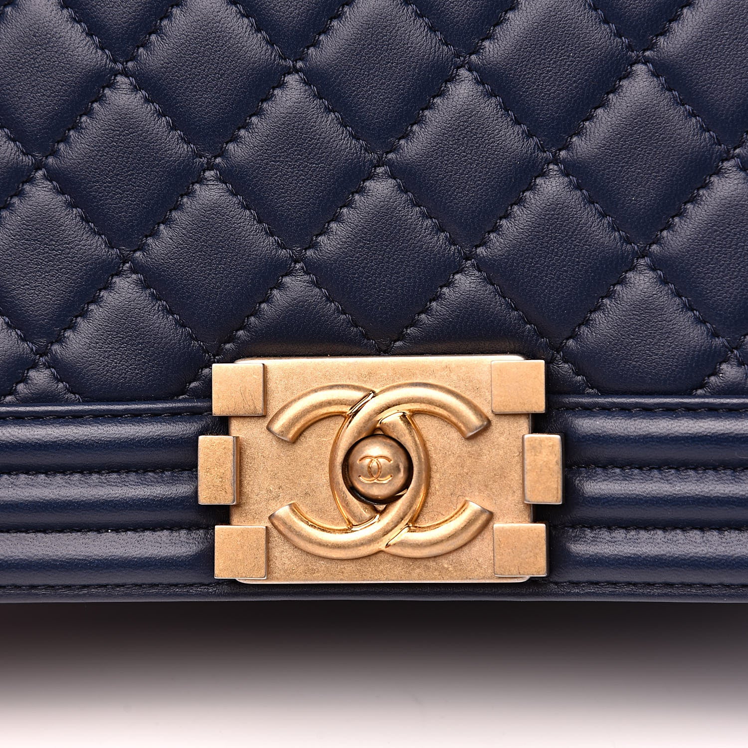 Chanel Lambskin Quilted Medium Boy Flap Dark Blue 11 of 13