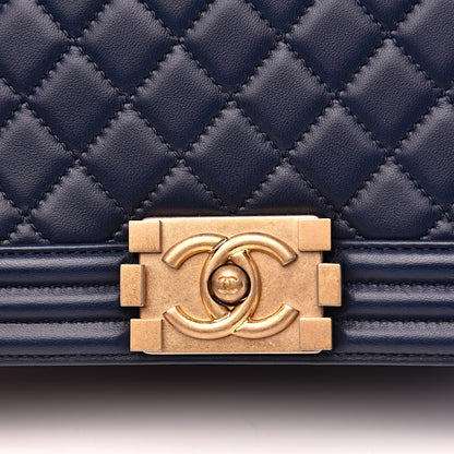 Chanel Lambskin Quilted Medium Boy Flap Dark Blue 11 of 13