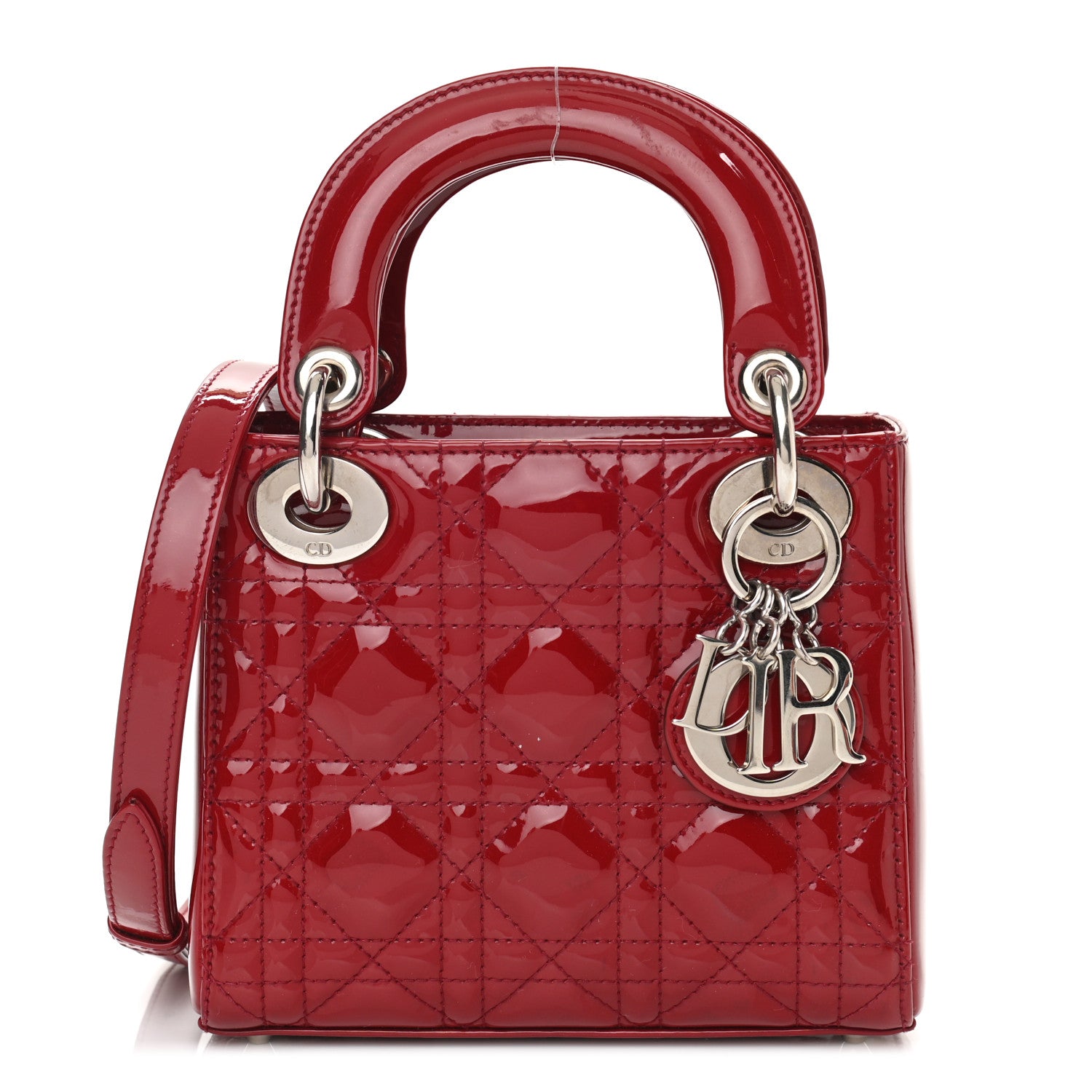 Christian Dior Patent Cannage Mini Lady Dior Red 1 of 12