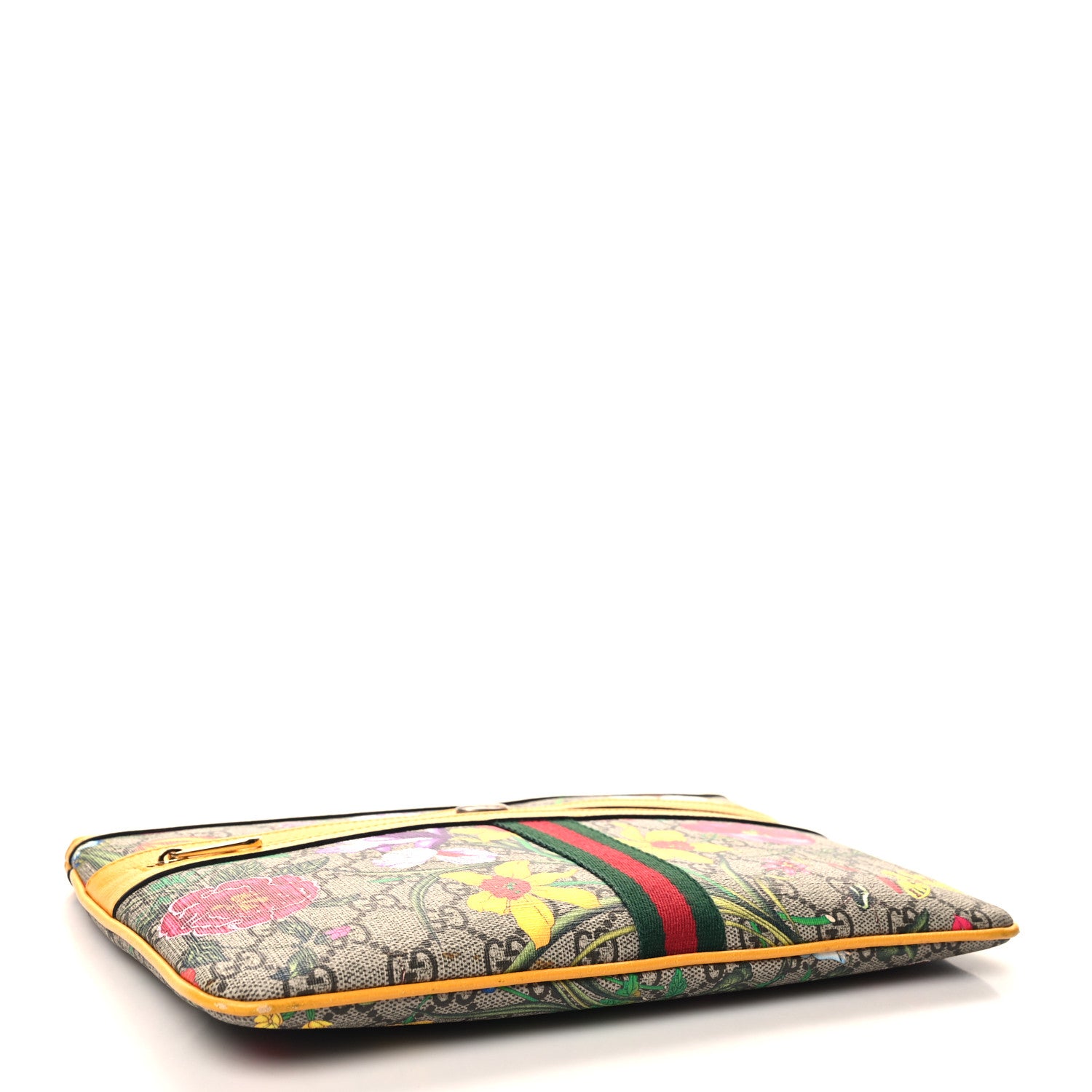 Gucci GG Supreme Monogram Flora Large Ophidia Pouch Clutch Beige Multicolor Crop 3 of 11