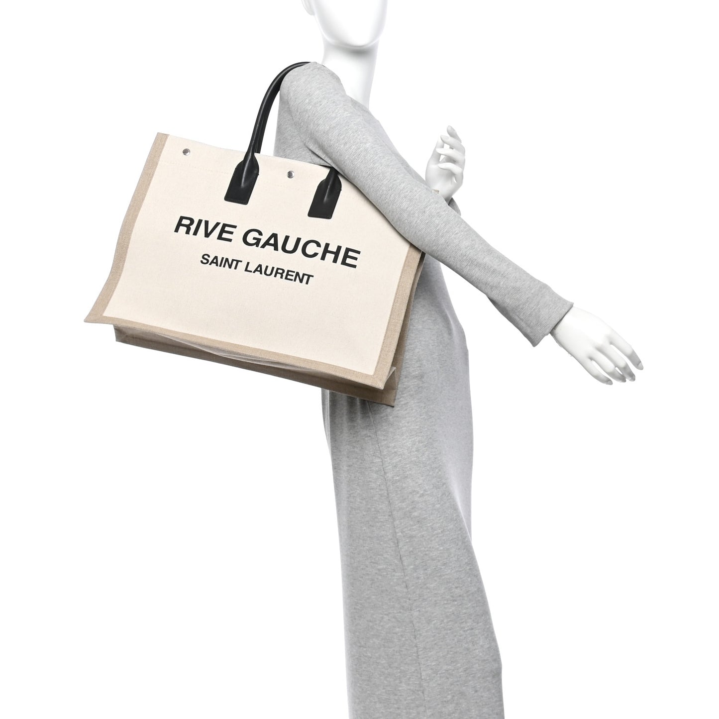 Linen Calfskin Rive Gauche Tote Optic White