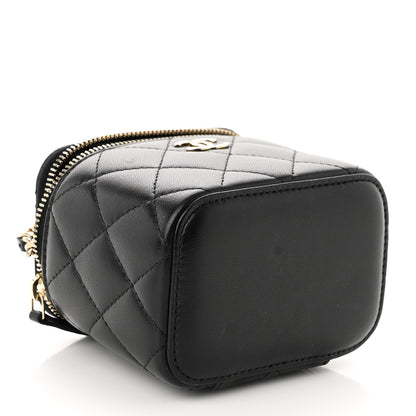 Chanel Lambskin Quilted Top Handle Mini Vanity Case With Chain Black 4 of 11