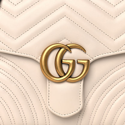 Gucci Calfskin Matelasse Small GG Marmont Top Handle Shoulder Bag White 8 of 11