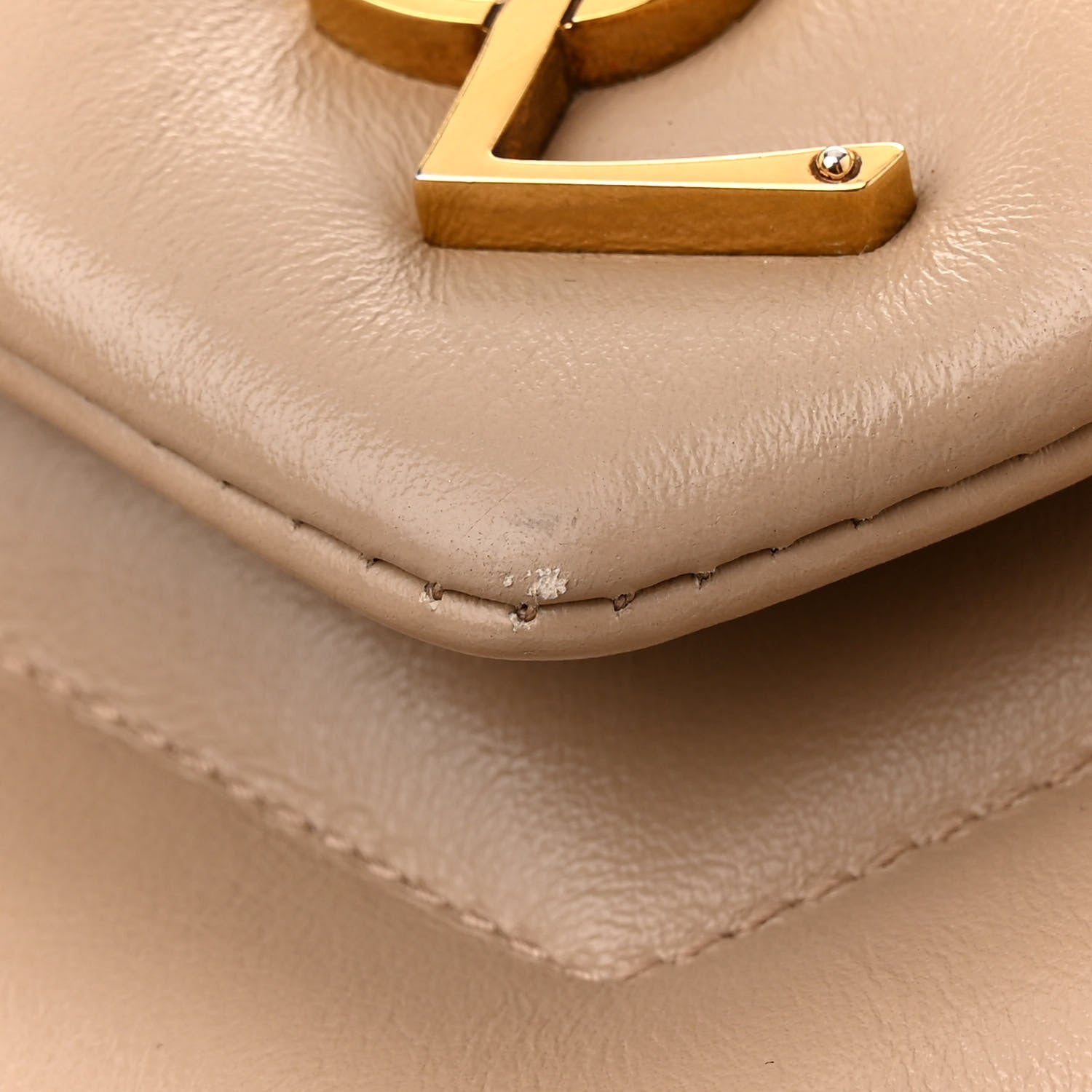 Saint Laurent Calfskin Y Quilted Monogram Small Loulou Chain Satchel Dark Beige 13 of 16