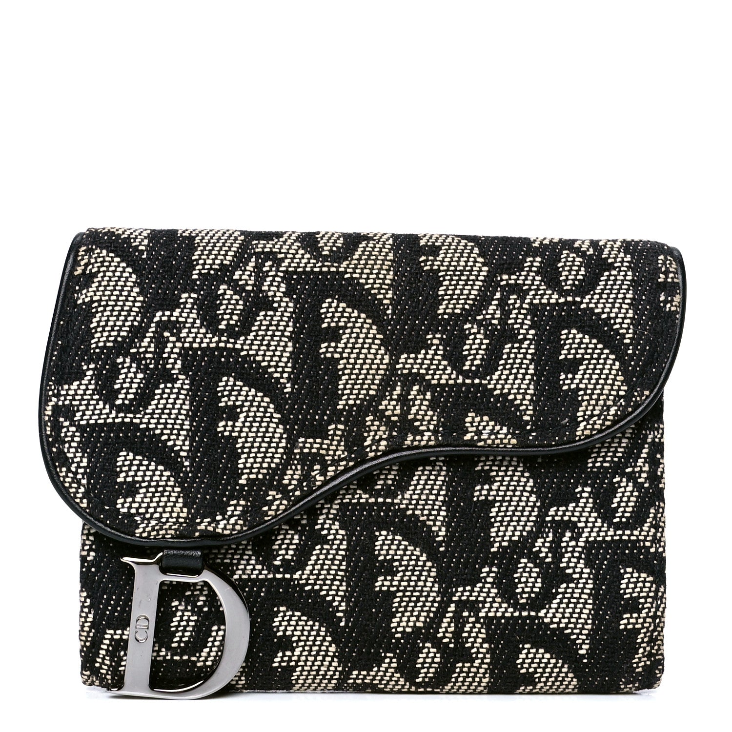 Christian Dior Monogram Compact Saddle Wallet Black 1 of 5
