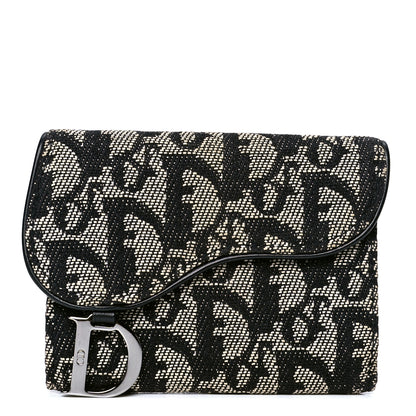 Christian Dior Monogram Compact Saddle Wallet Black 1 of 5
