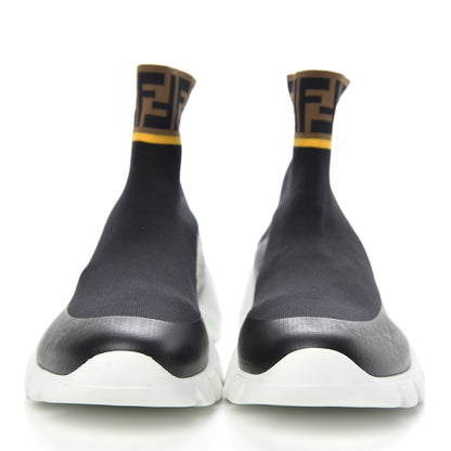 Fendi Jersey FF Mania Mens High Top Sock Sneakers 11 Black Tobacco Yema 2 of 7