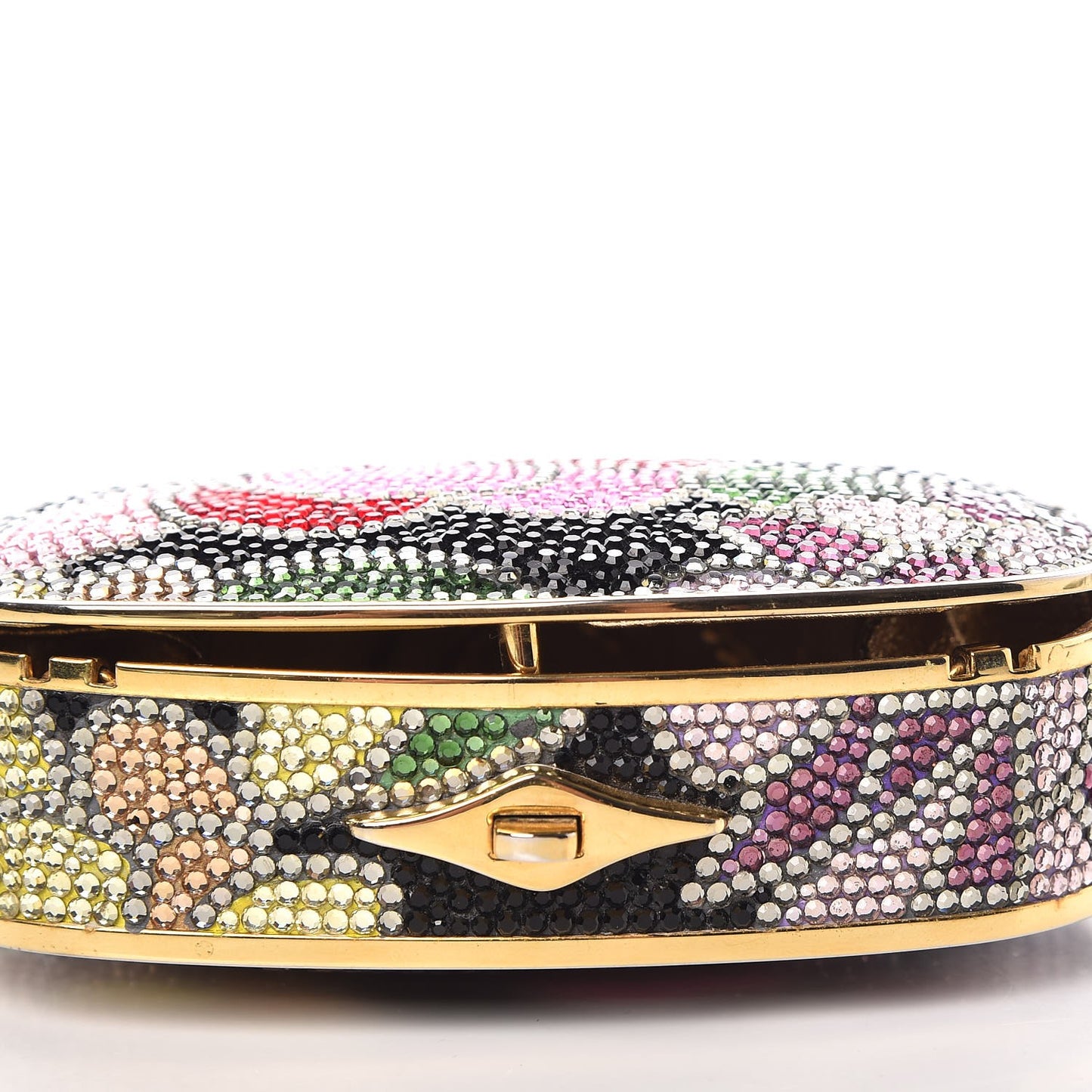Swarovski Crystal Floral Minaudiere Clutch Multicolor