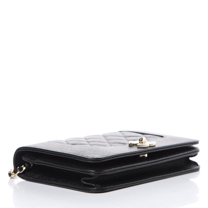 Chanel Caviar Quilted Vintage Mademoiselle Wallet On Chain WOC Black 4 of 11