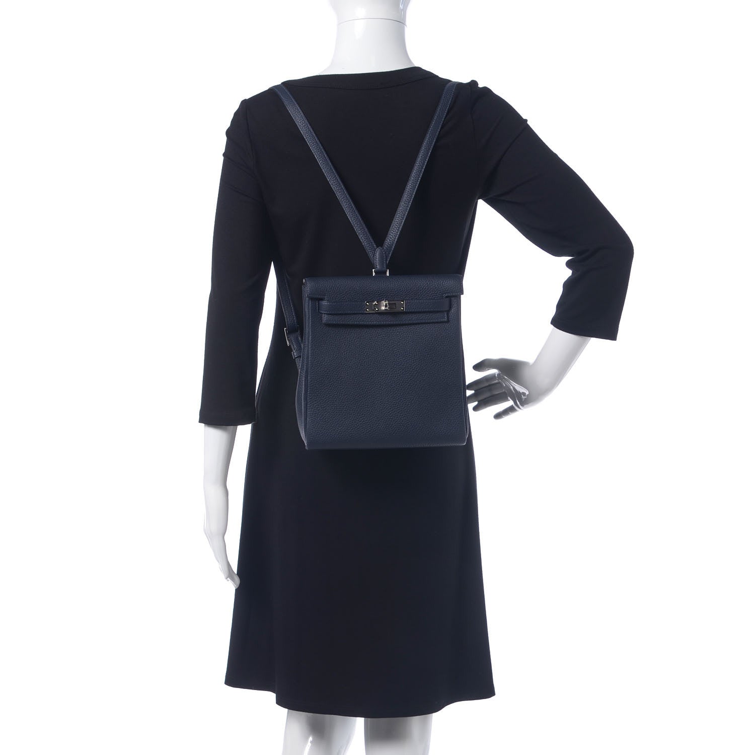 Hermes Togo Kelly Ado Backpack Bleu Nuit 2 of 23