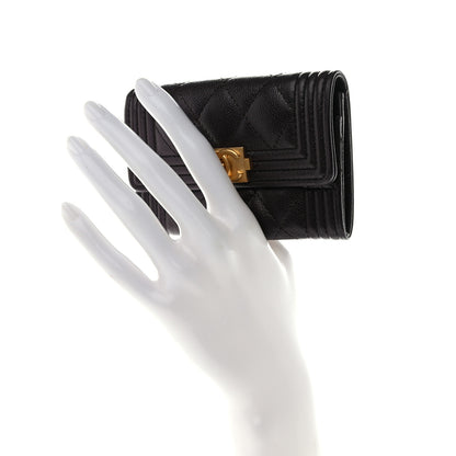 Chanel Caviar Quilted Boy Flap Card Holder Wallet Dark Brown 2 of 9