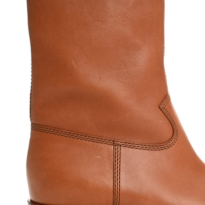 Chanel Calfskin CC Logo Mid Calf Boots 38.5 Caramel 10 of 13