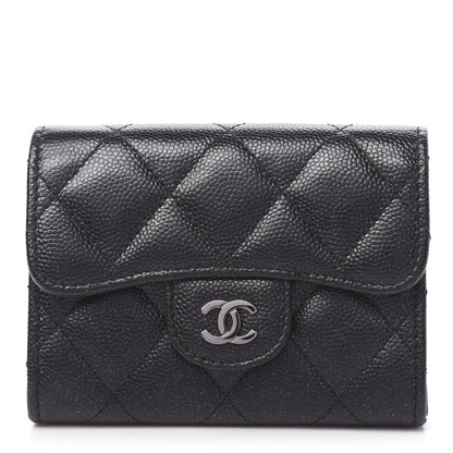 Chanel Iridescent Caviar Quilted Flap Card Holder Wallet Black 1 of 9