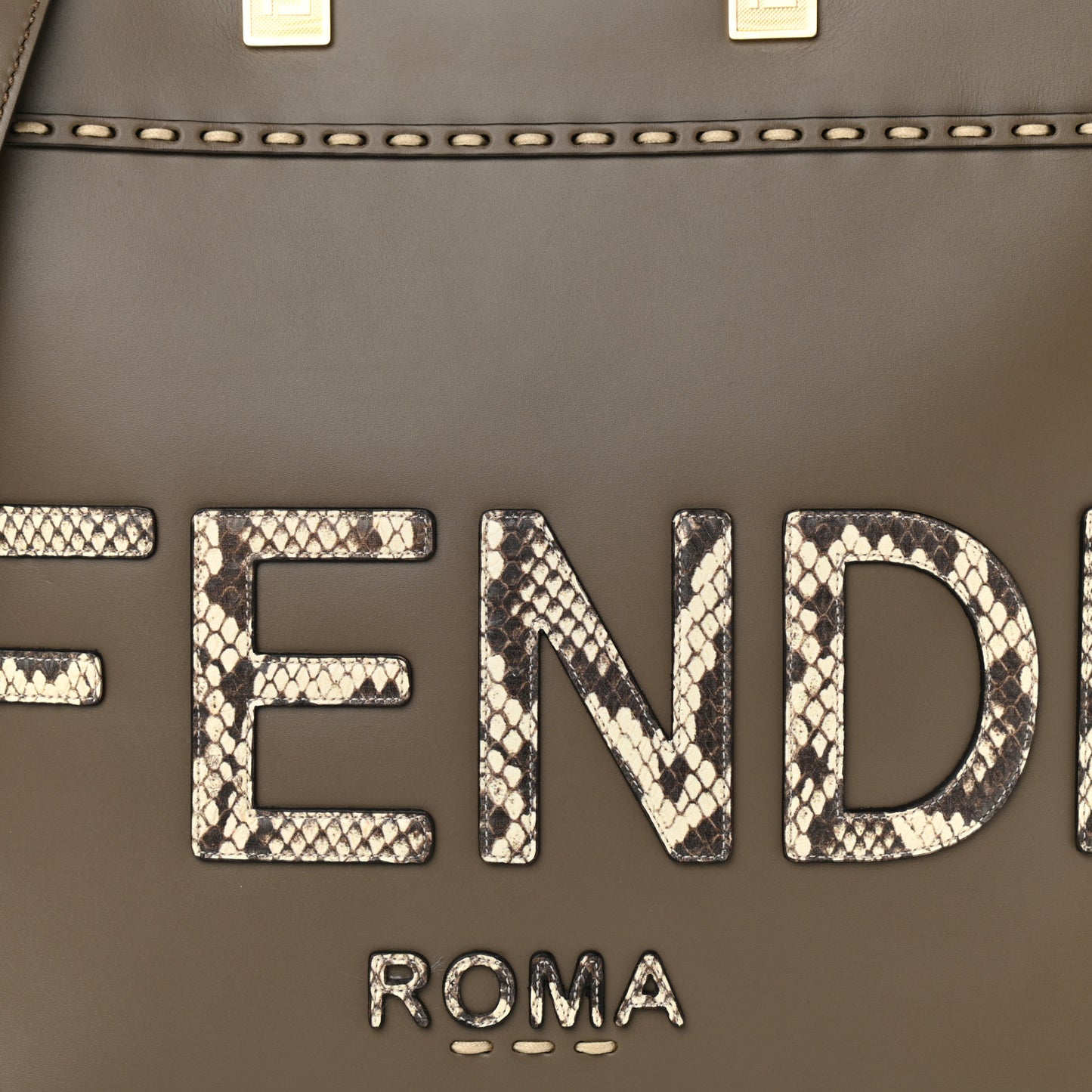 Vitello King Plexiglass Elaphe Python Print Logo Medium Fendi Sunshine Shopper Tote Tartufo Daisy Roccia